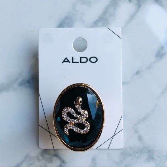 Aldo Faux Emerald Green Snake Ring Size M - Picture 10 of 16